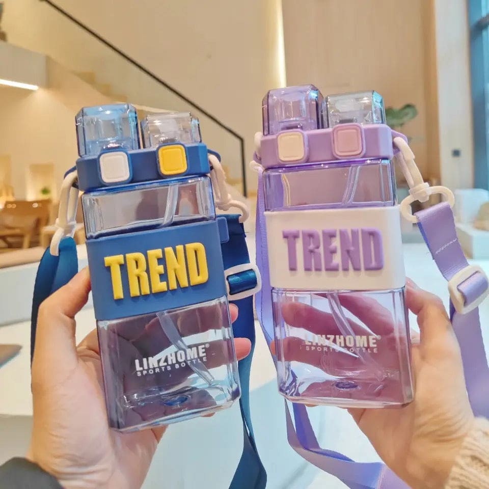Trend Double Drinking Water Bottle, Punk Square Water Cup, Plastic Portable Drinking Cup, Portable Leakproof Double Drinking Plastic Cup, 520ml Sports Water Bottle Trend Double Drinking Water Bottle, Punk Square Water Cup, Plastic Portable Drinking Cup, Portable Leakproof Double Drinking Plastic Cup, 520ml Sports Water Bottle